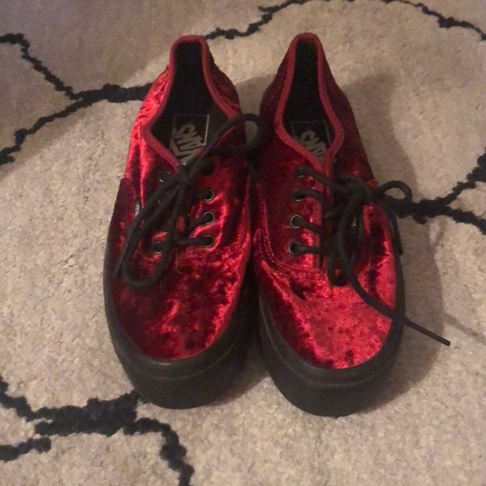 red velvet platform vans